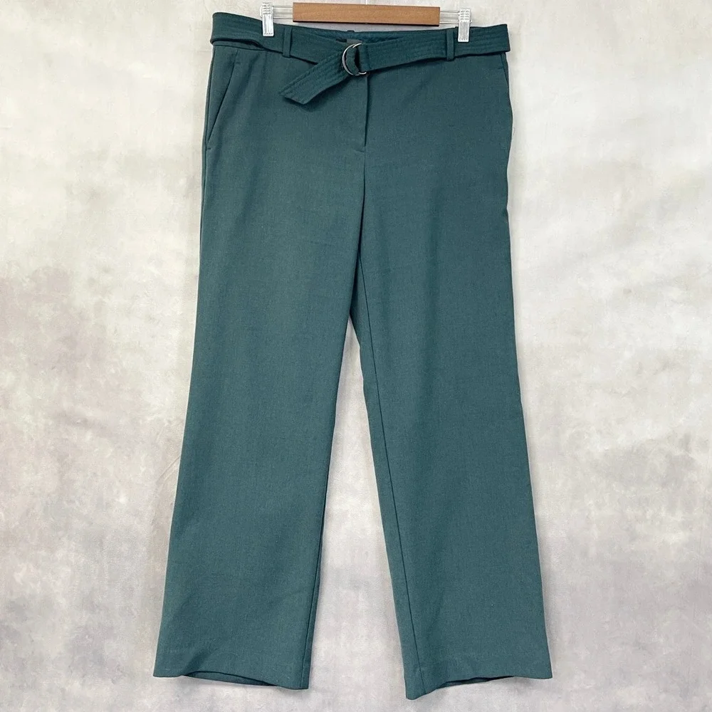 The Limited Womens Wide Leg Belted Trousers 12 Old Money Office Chic Minimal